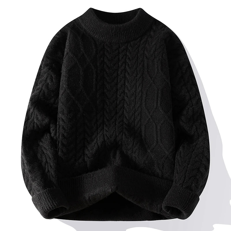 Autumn Winter Thick Round Neck Knit Sweater - Loose Fit Casual Pullover