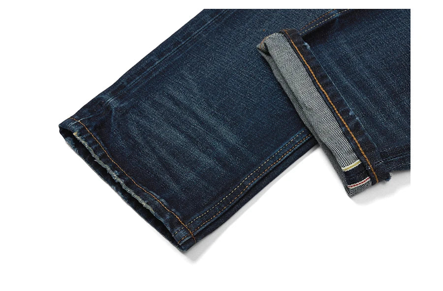 Men's Relaxed Straight 16oz Selvedge Denim Vintage Ripped High Quality Jeans