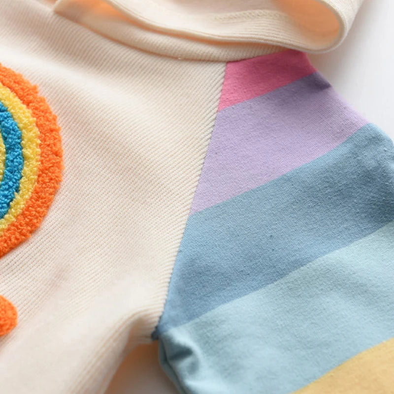 Girls Autumn Princess Rainbow Colourful Hooded Dress