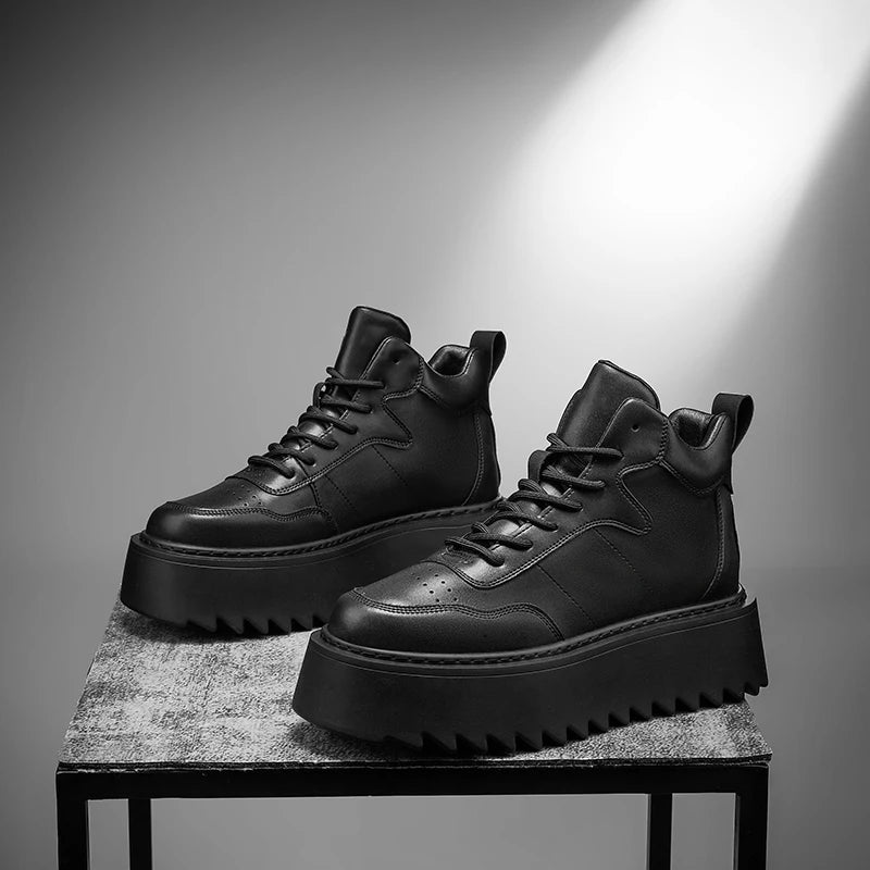 Men’s Casual Platform High Top Skateboard Vulcanized Sport Shoes Lace Up Sneakers
