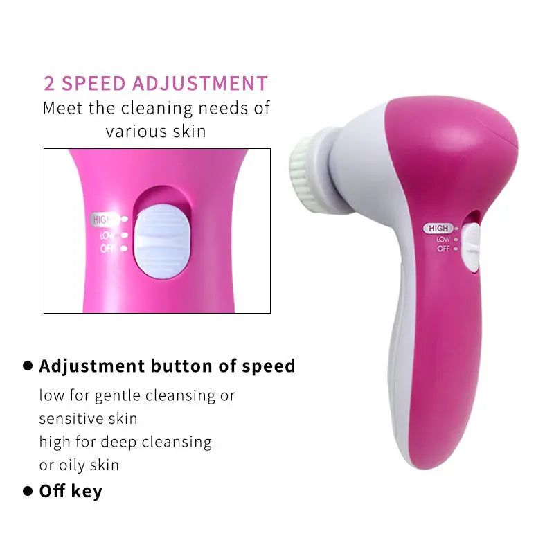 Electric Facial Cleaner 5 IN 1 Face Cleansing Brush Wash Machine Spa Skin Care Massager Blackhead Cleaning Facial Cleanser Tool