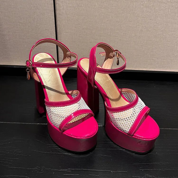 Women's Butterfly Rhinestone Thick Heel Sandals - Open Toe Party Shoes