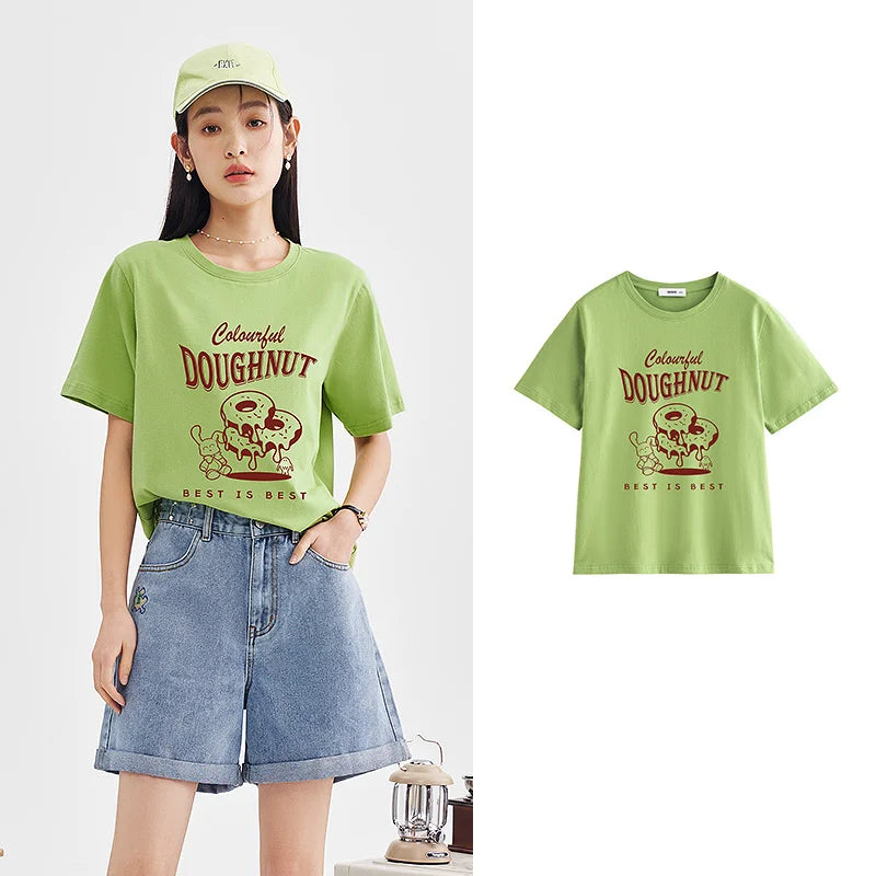 Women's Cartoon Rabbit Pure Cotton Short Sleeve Loose Versatile T-Shirt