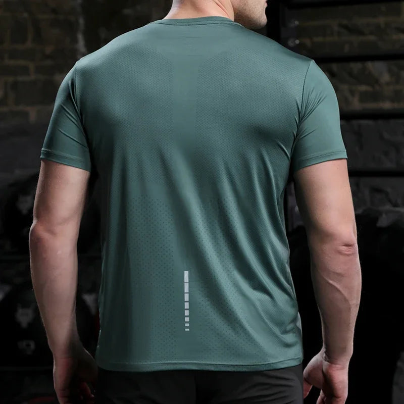 Men's Summer Loose Breathable Short Sleeve Quick Dry Running Fitness  Muscle T-Shirt