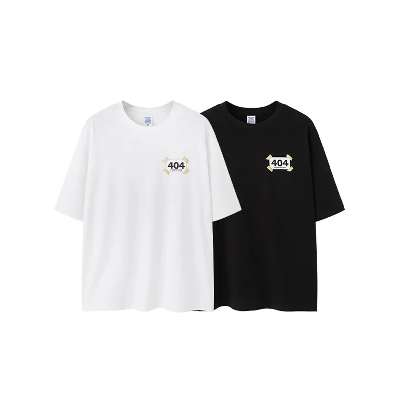 Unisex 404 Print 65G Heavyweight American Street Style Casual Short Sleeve T-Shirt