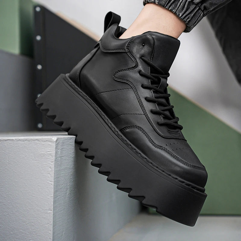 Men’s Casual Platform High Top Skateboard Vulcanized Sport Shoes Lace Up Sneakers