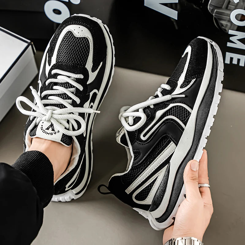 Men's Platform Vulcanized Sneakers - Breathable Tennis Sports Shoes