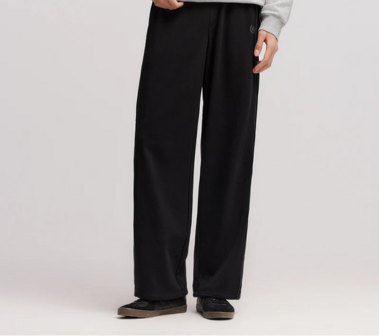 Men's Winter Knit Trousers - Loose Straight Leg Couple Casual Pants Black