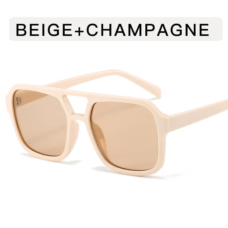 Women's Retro Square Sunglasses - Large Frame UV400 Protection Eyewear