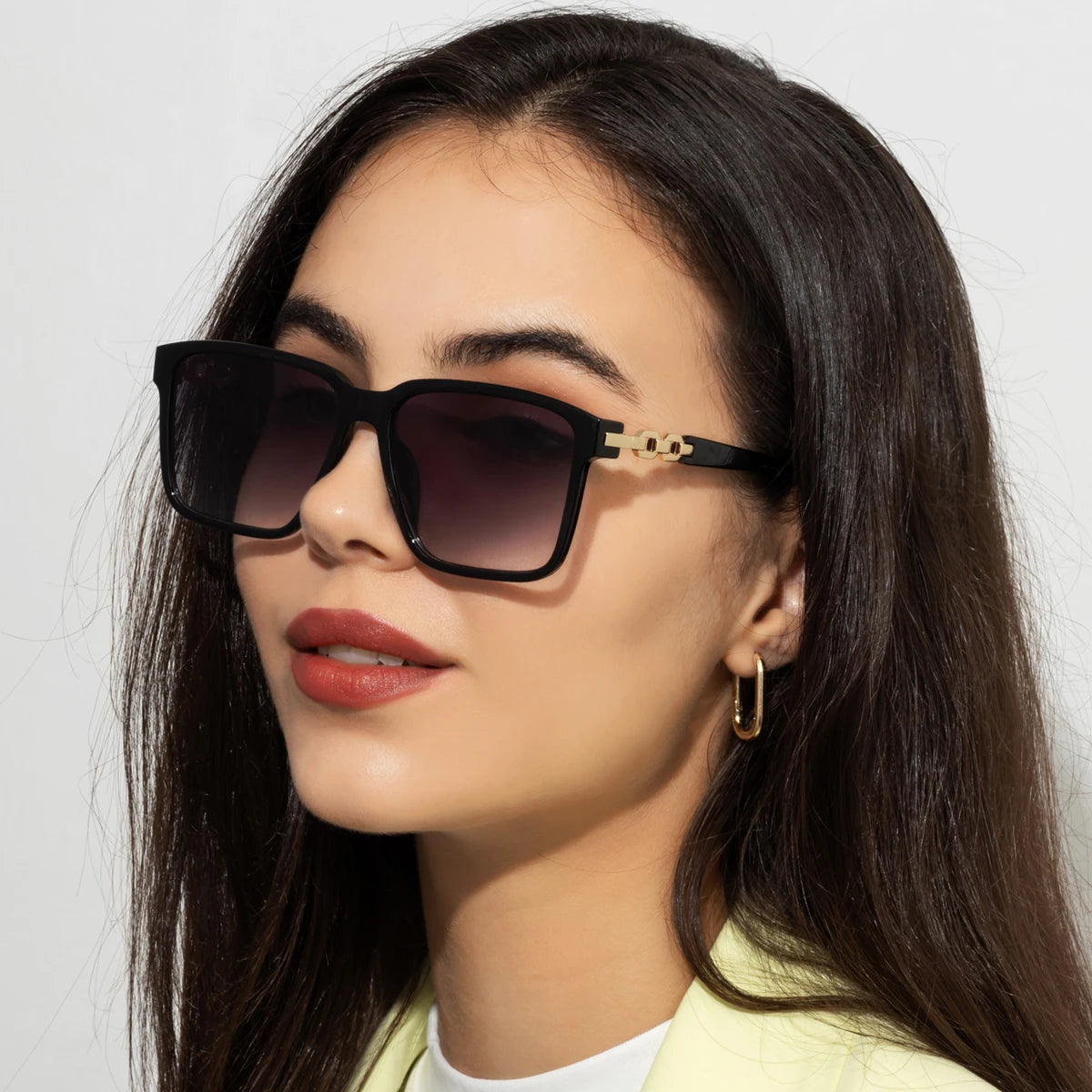Pink Square Sunglasses - Small Full Frame Gradient Lens Vintage UV400 Women's Eyewear