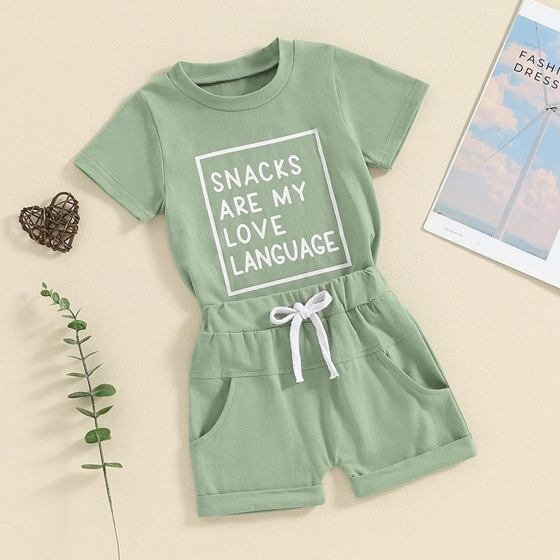 Summer Baby Boys Casual Letter Print Outfit Set - 2-Piece T-Shirt & Shorts (0-3Y)
