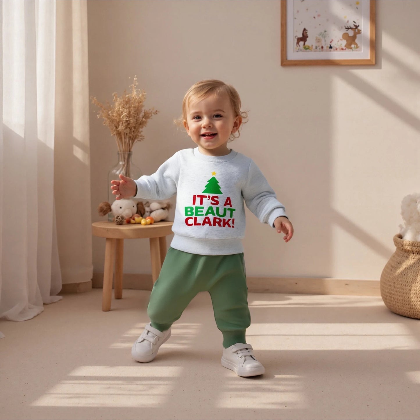 Infant Baby Boys Fall Winter Christmas Clothes Set - Long Sleeve Xmas Tree Letter Print Top & Pants