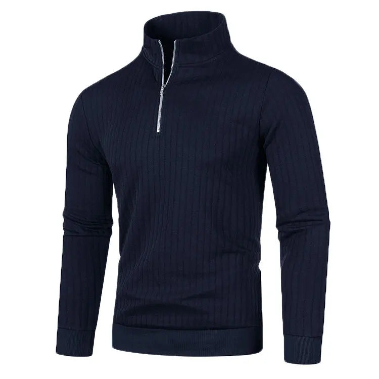 Half Zip Knitted Pullover - Men's Casual Stand Collar Sweater