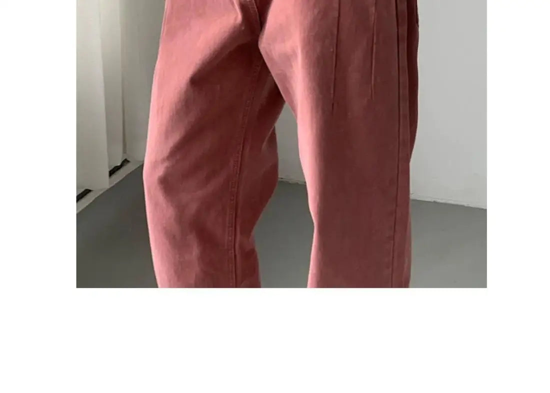 Men's High-Waisted Straight Jeans - Loose Wide Leg