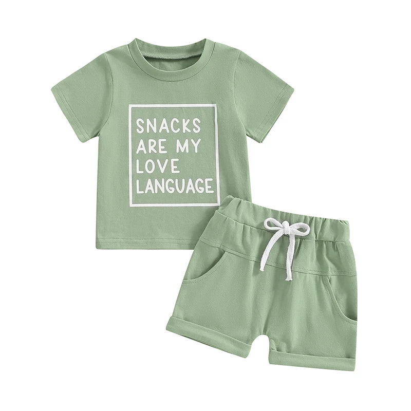 Summer Baby Boys Casual Letter Print Outfit Set - 2-Piece T-Shirt & Shorts (0-3Y)