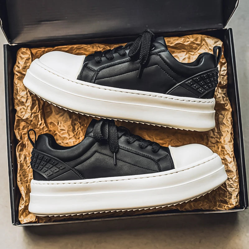 Men's Casual Leather Skateboard Vulcanized Tennis Sports Shoes Sneakers
