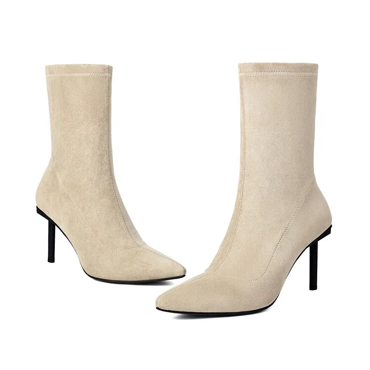 Suede Elastic Ankle Boots