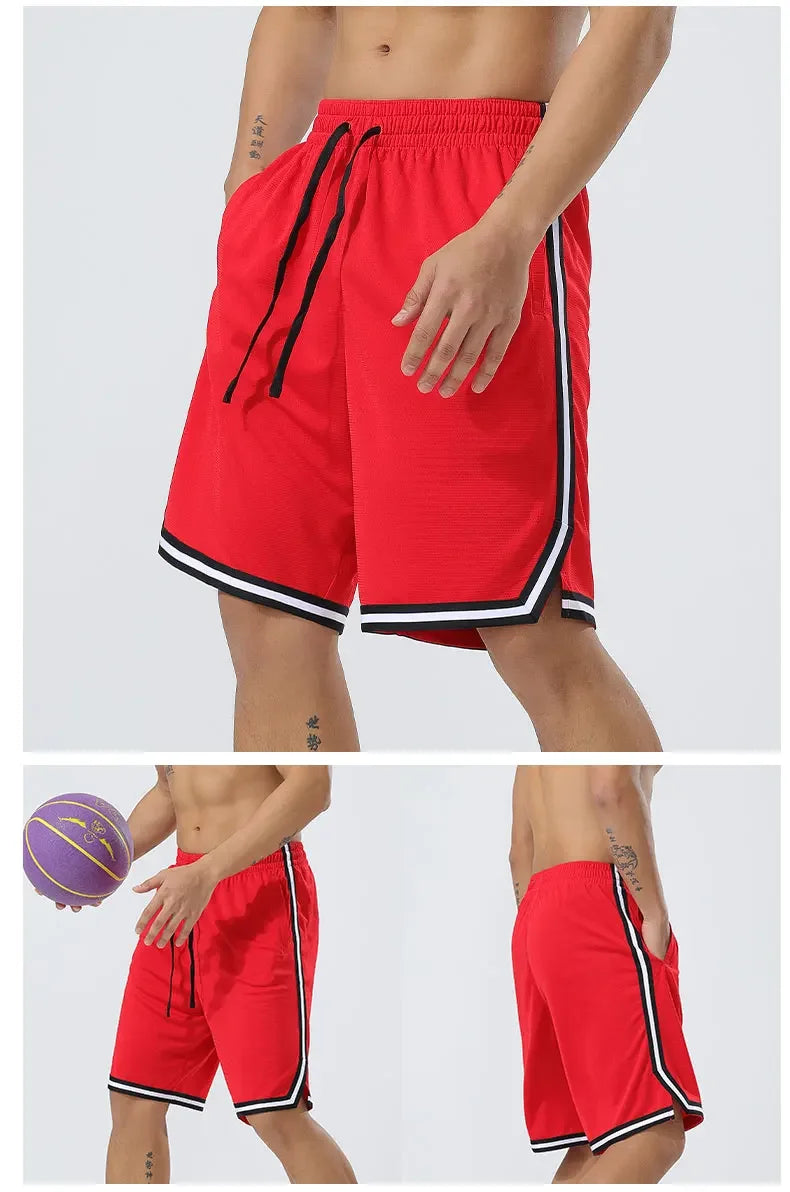 Men's Jogging Sweatpants Fitness Training Short Bodybuilding Lightweight Loose Fitting Lace Up Gym Basketball Shorts