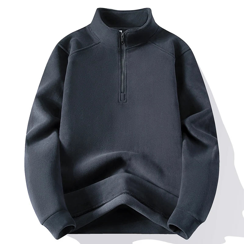 Thick Fleece Stand Collar Half Zipper Sweatshirt