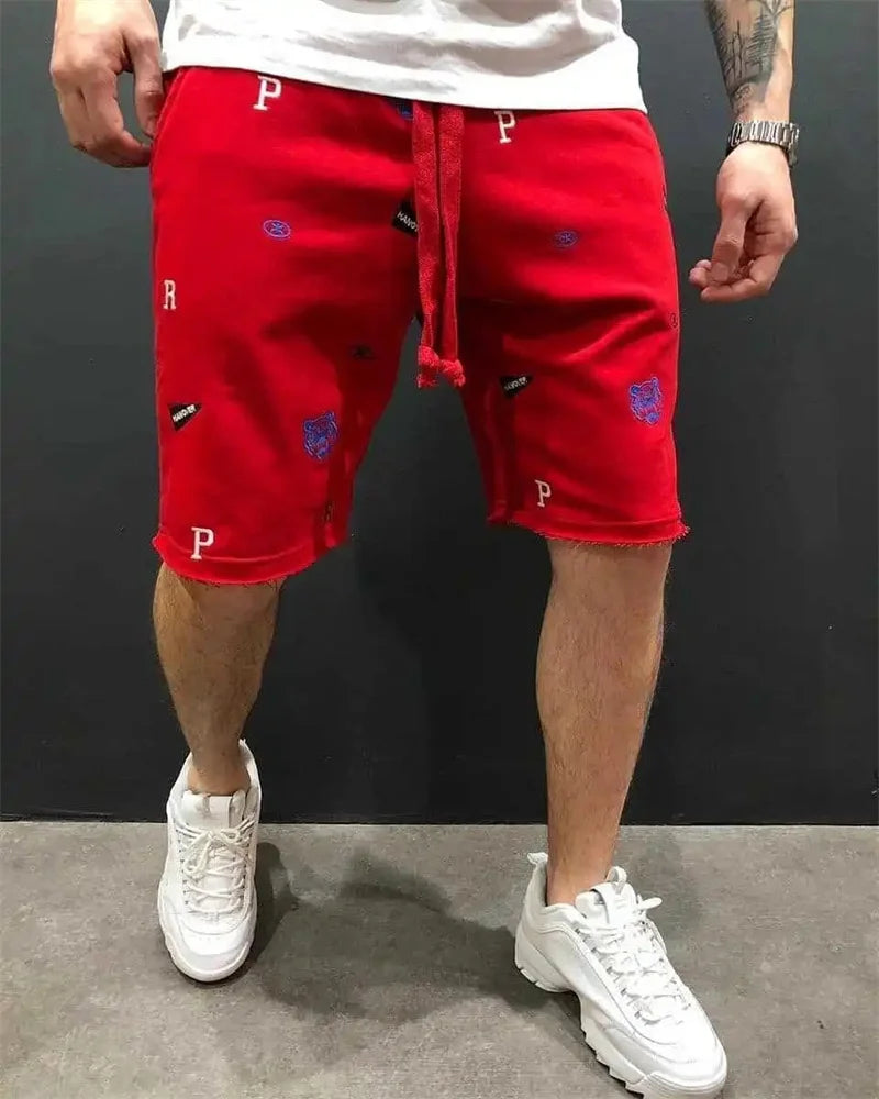 Men's Relaxed Fit Breeches Bermuda Embroidery Shorts