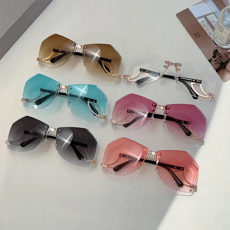 Women's Rimless Irregular Gradient Sunglasses
