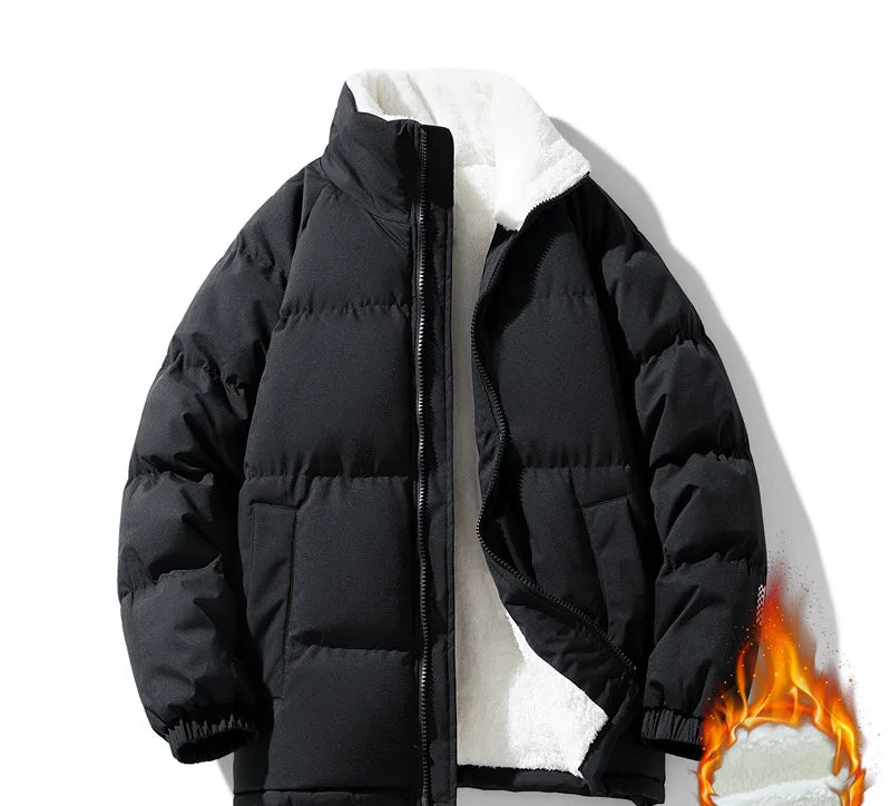 Men's Slim Fit Thickened Padded Jacket | Fur-Lined | Stand Collar | Bungee Hem | 8 Colours | S–XXXL