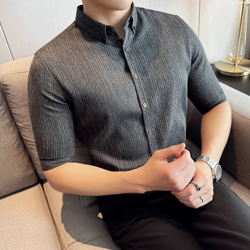 Men's Slim Fit Half Sleeve Shirt with Turn-Down Collar