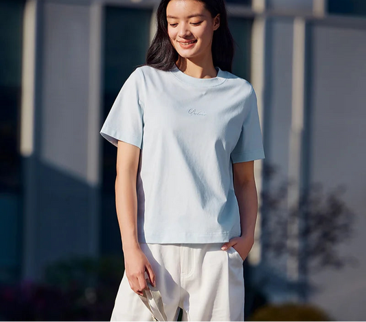 Women's Pure Cotton Short Sleeve T-Shirt - Simple Lettering Design