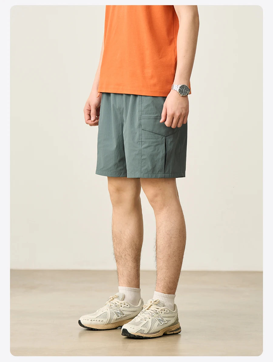 Men's  Summer Oversize 145gsm Elastic Quick Dry Fabric Elastic Waist Cargo  Shorts