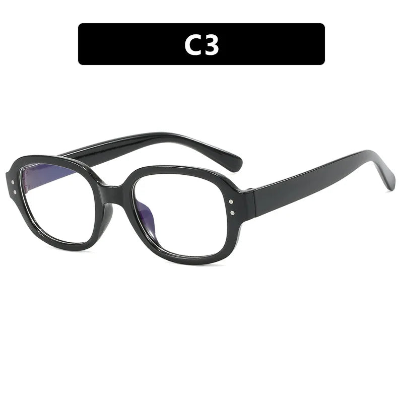 Retro Oval Glasses Frame - Modern Concave Design for Women