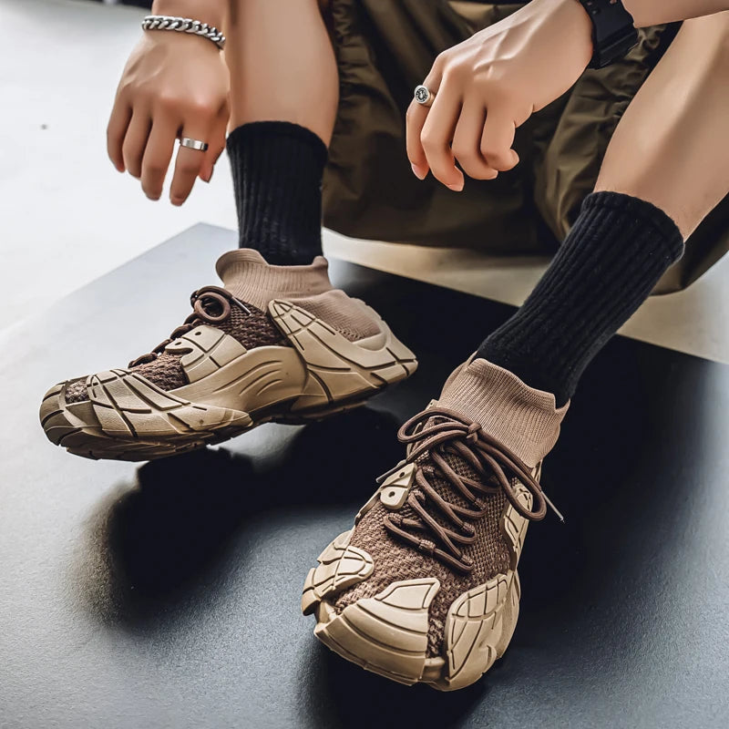 Men's Sports Mesh Sneakers Slip On Comfortable Lace Up Sneakers