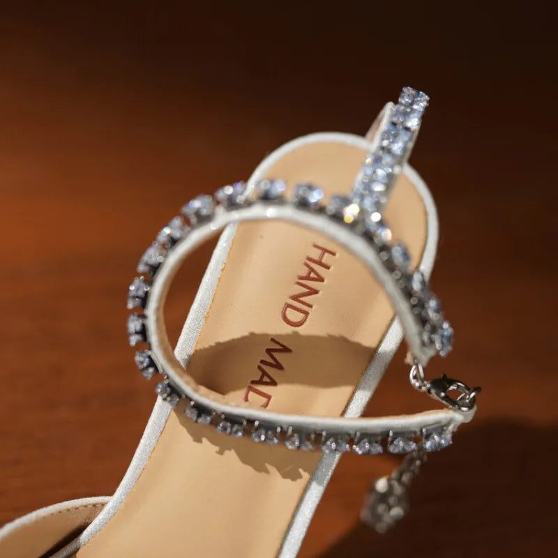 Women's Pointed Toe Rhinestone Wedding Sandals - Bowknot Pendant Pumps