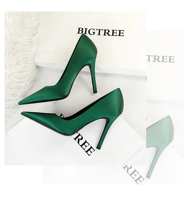 Silk Stiletto Pumps - Spring High Heels Plus Size Available