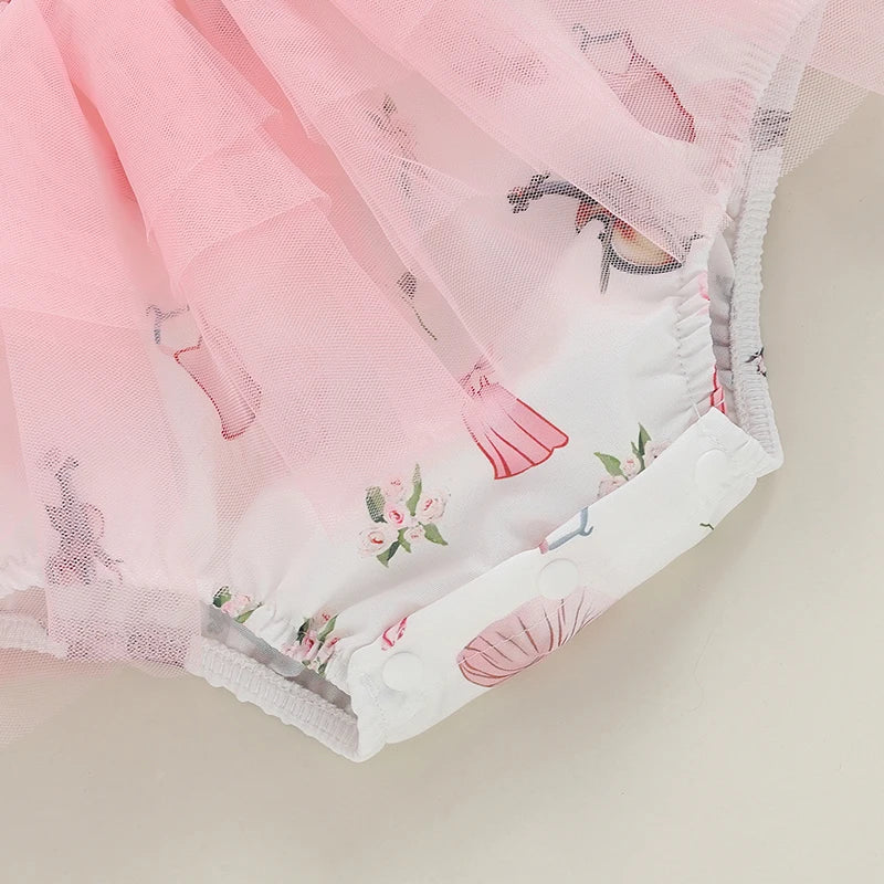 0-18M Lovely Baby Girls Romper Dress Tie-up Sleeveless Pleated Butterfly Tulle Patchwork Summer Jumpsuit