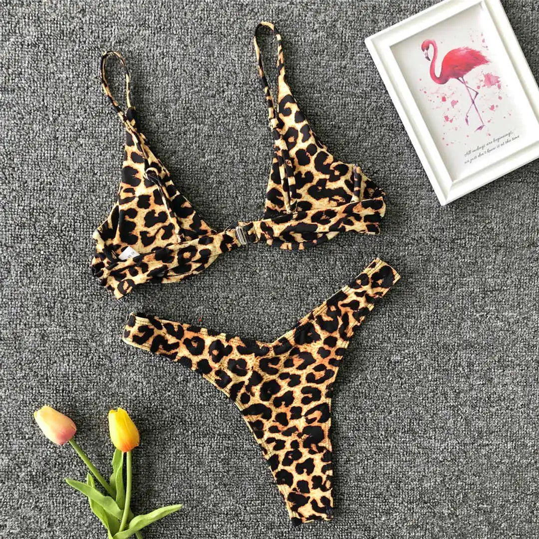 Women's V-Bar Underwired Bikini Set | V-Shape Wire Padded Two-Piece Swimwear