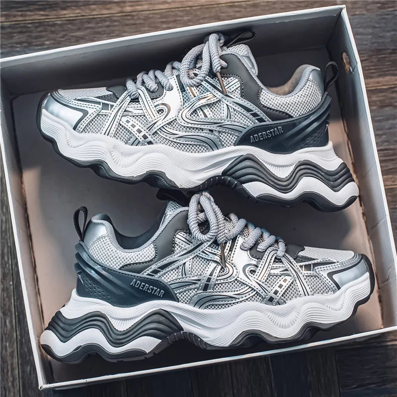 Men's Casual Platform Breathable Sports Shoes Lace Up Sneakers