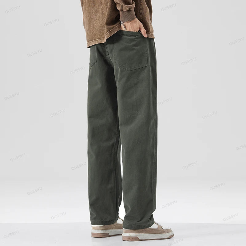 Men's 100% Cotton Wide Leg Casual Trousers | Elastic Waist Year-Round Pants M–XXXL