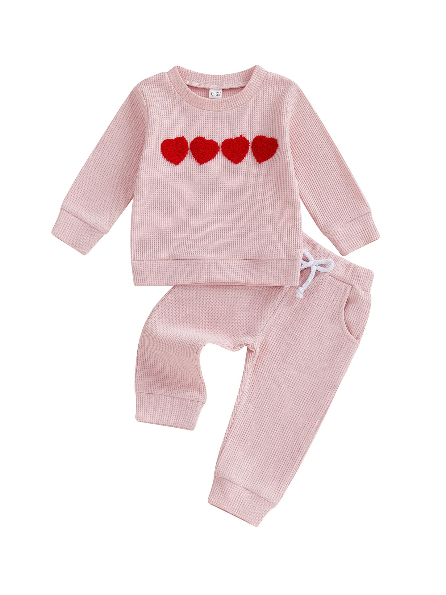 Toddler Baby Girls Valentine's Day Heart Print Long Sleeve Pullover and Pants Set