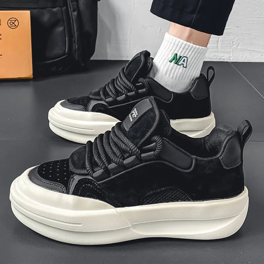 Men's Casual Platform Lace Up Vulcanized Sneakers