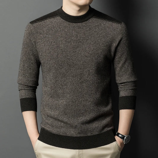 Autumn Winter Mock Neck Sweater - Thick Slim Fit Knit Pullover