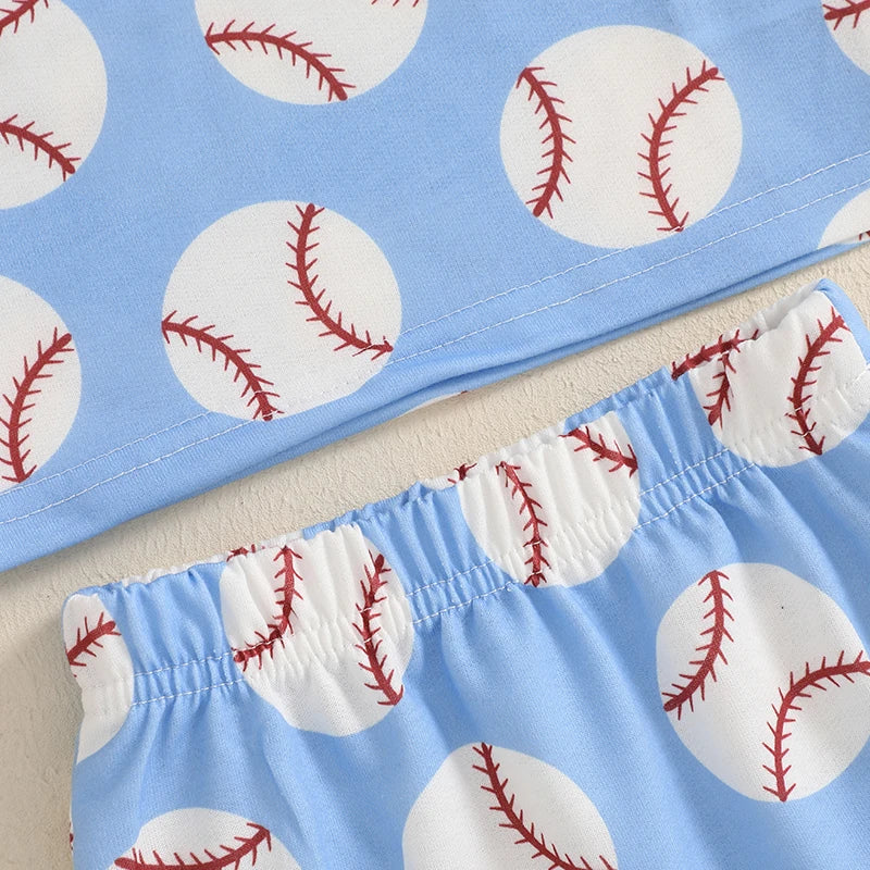 Toddler Baby Boys' Baseball Outfit Set - Short Sleeve T-Shirt & Elastic Waist Shorts 2pcs