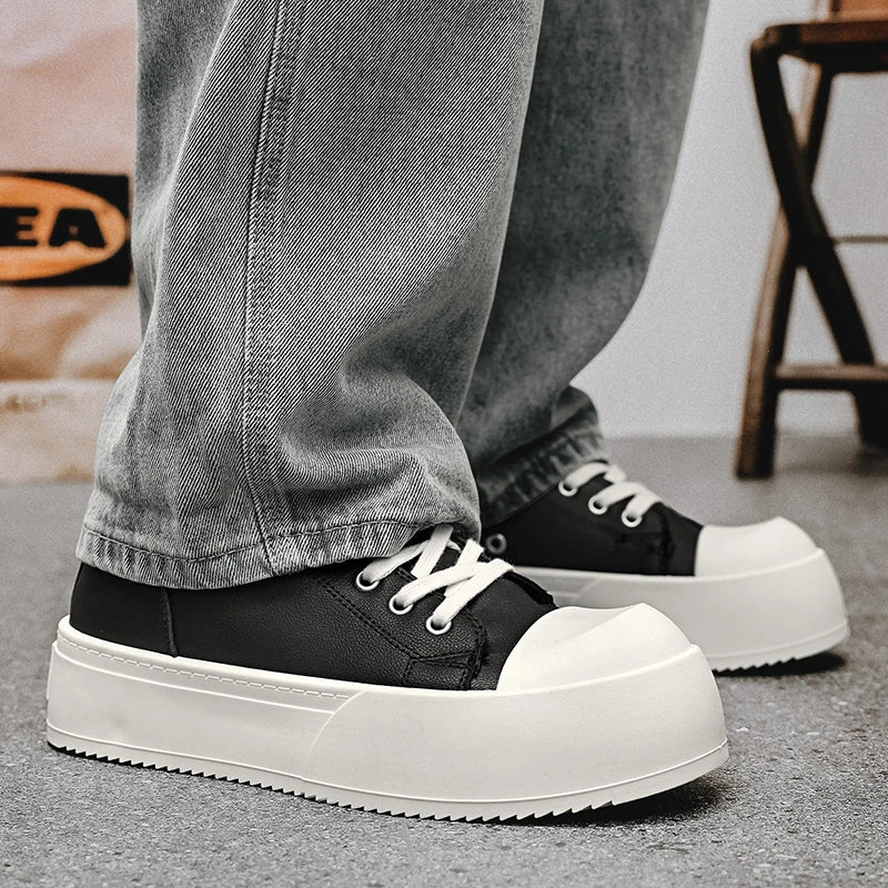 High-Top Platform Sneakers - Men's Leather Skateboard & Tennis Trainers