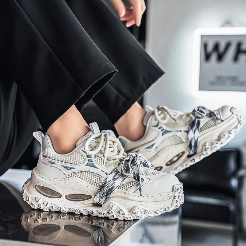 Platform Strap Sneakers - Men's Breathable Skateboard & Tennis Trainers