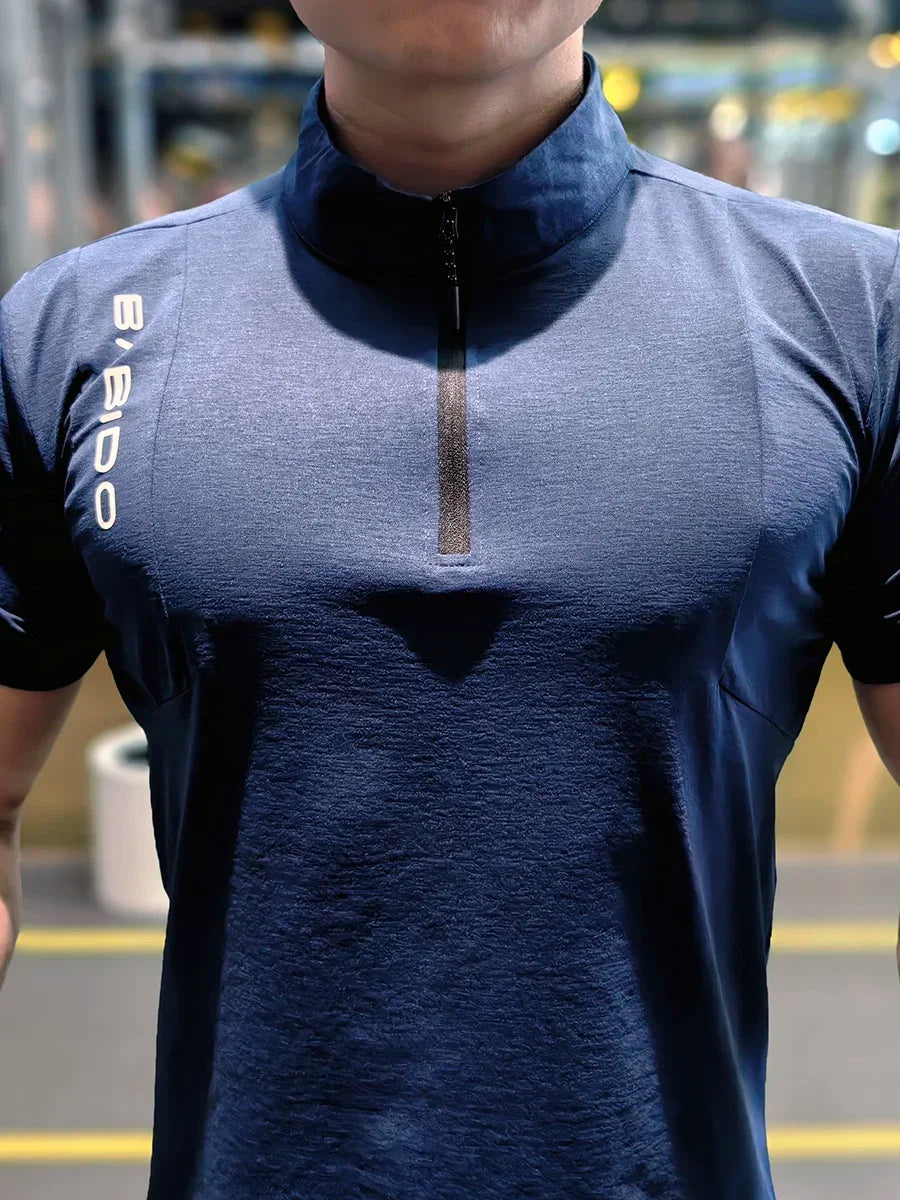 Men's Fitness Sport Clothing Bodybuilding Training Gym Running Short Sleeve Muscle Fit Top Quick Dry Rashguard T-Shirt