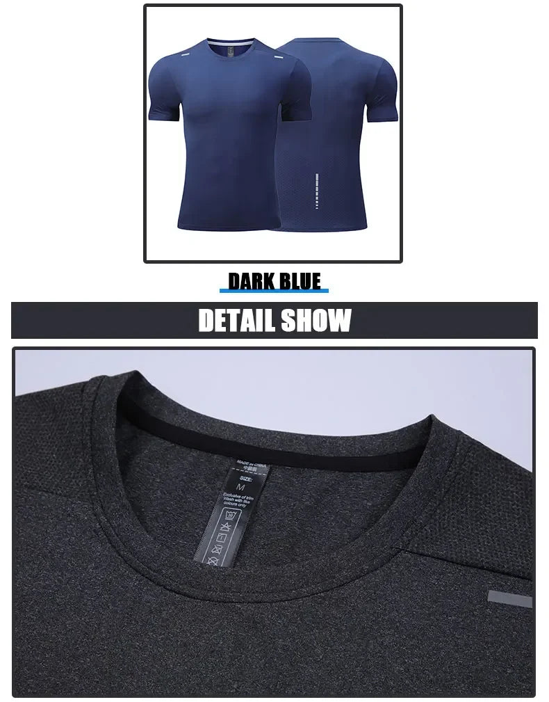 Men's Summer Loose Breathable Short Sleeve Quick Dry Running Fitness  Muscle T-Shirt