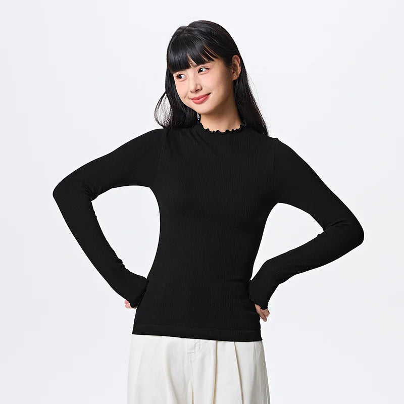 Women's Seamless Thermal Base Top - Half Turtleneck Slim Fit Undershirt