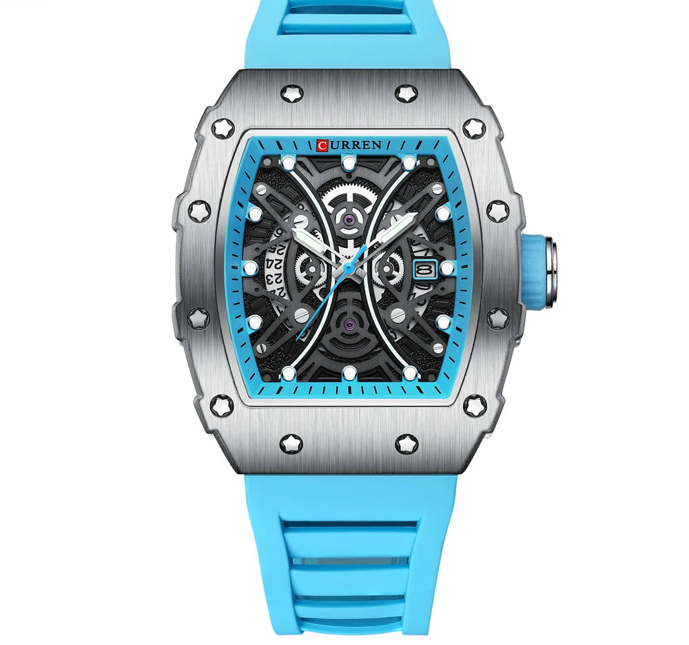 Men's 3D Quartz Stainless Steel Watch - Waterproof with Silicone Strap