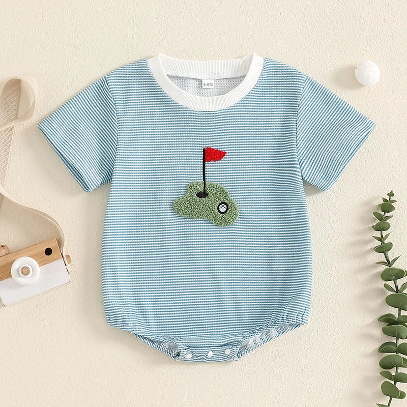 Baby Golf Romper - Striped Short Sleeve Bodysuit for Boys & Girls (0-18M)