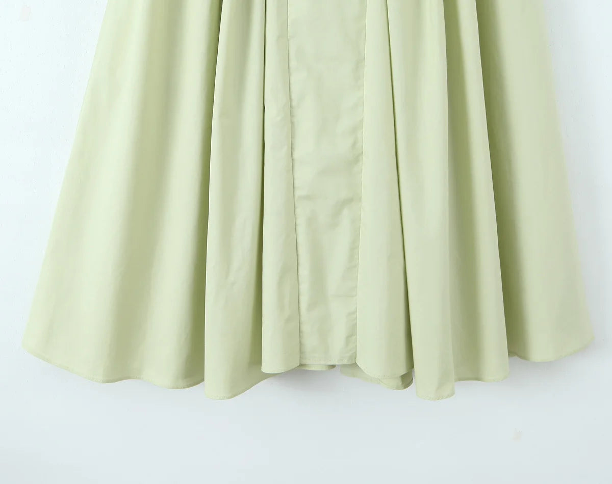 Backless Green Halter Dress - Elegant Low Waist A-Line Midi Dress
