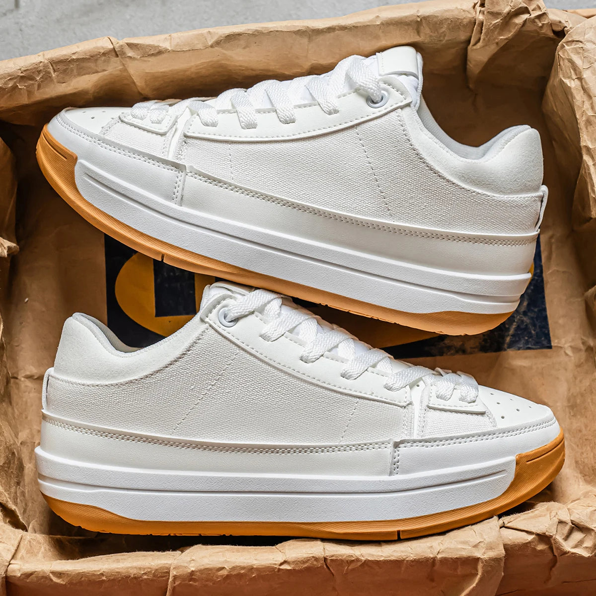 Men's Canvas Platform Sneakers - Vulcanized Skateboard Shoes